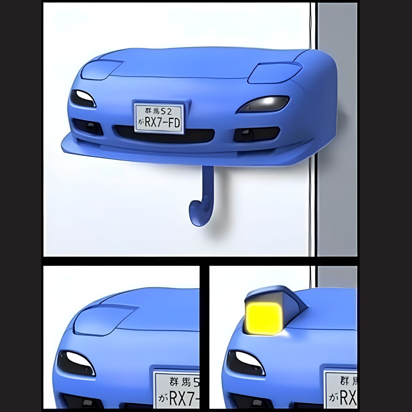 Mazda RX-7 FD Inspired LED Wall Key Holder – Car Face Hook Organizer With Pop-Up Headlights – Unique Key Hanger